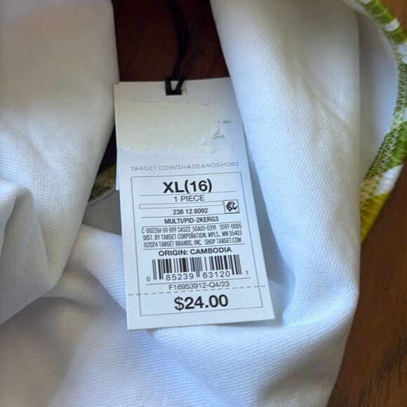 * NWT Shade & Shore XL (16) Ribbed High Waist Floral Bikini Swim Bottom Tropical - Picture 6 of 6